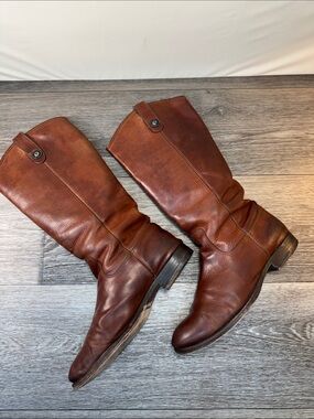Frye Brown Leather Knee-High Riding Boots woman’s SZ 9 (h1)